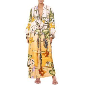 Camilla 'Original Sin' Tie-Waist Soft-Silk Long Trench Coat, Multicolor